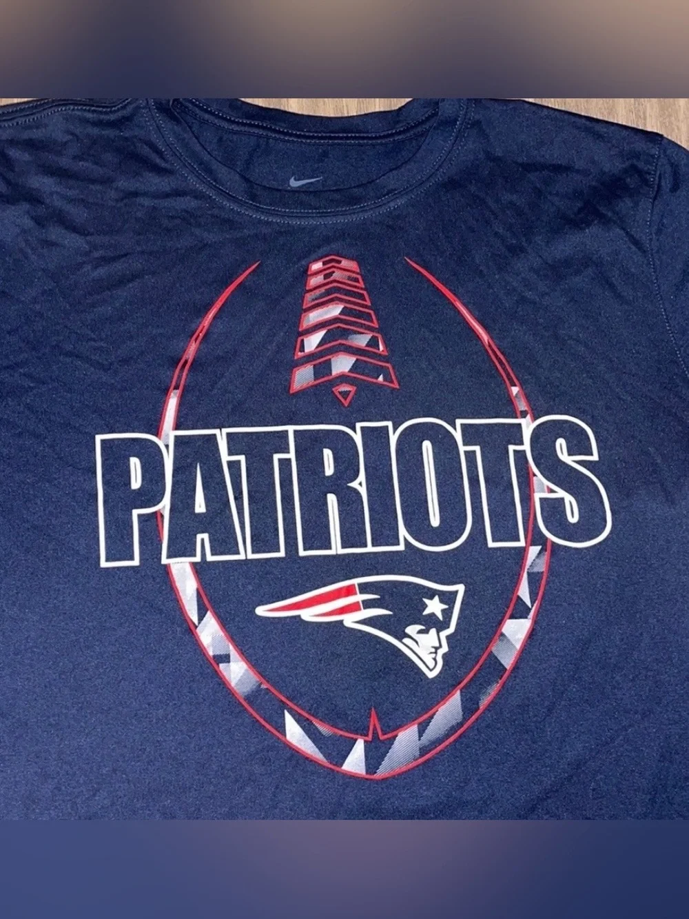 Nike Navy Patriots Graphic Tee with Red and White Accents